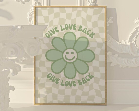 Daisy Sage Green Wall Art Hippie Boho Decor Motivational Wall Art Girls Room Decor Aesthetic Poster Cute Home Poster Funky Home Decor