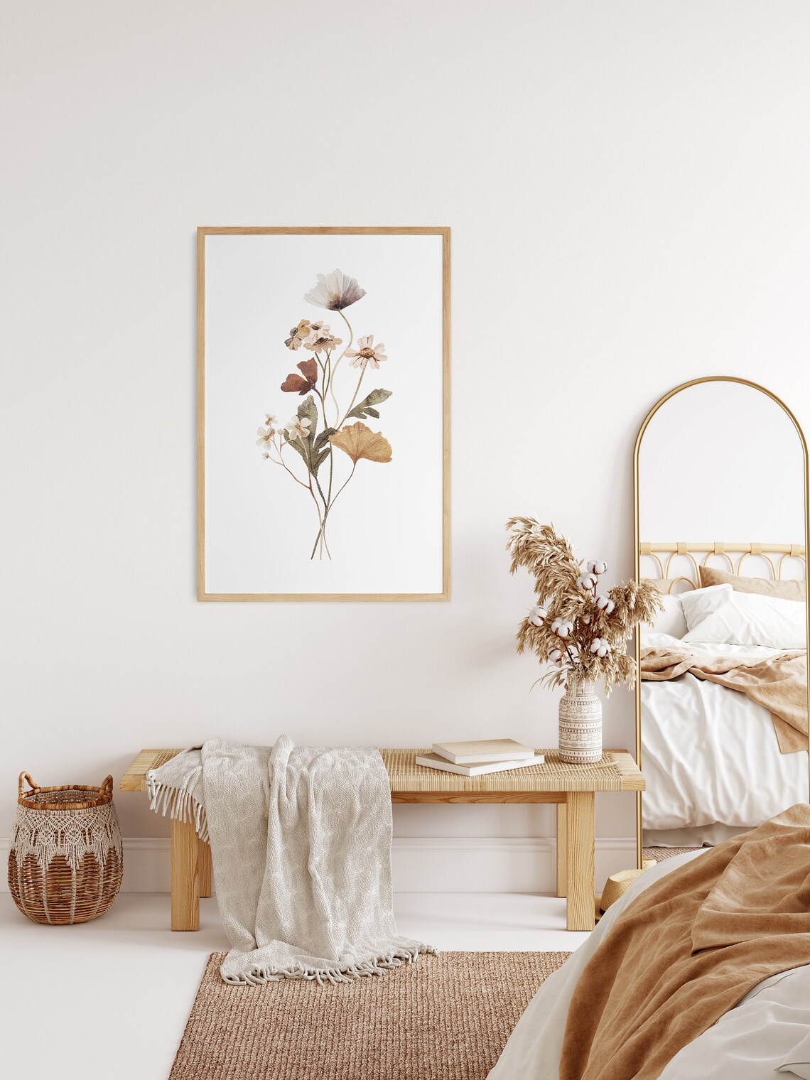 Dry Wildflowers Watercolor Boho Botanical Neutral Farmhouse Poster - Image 2