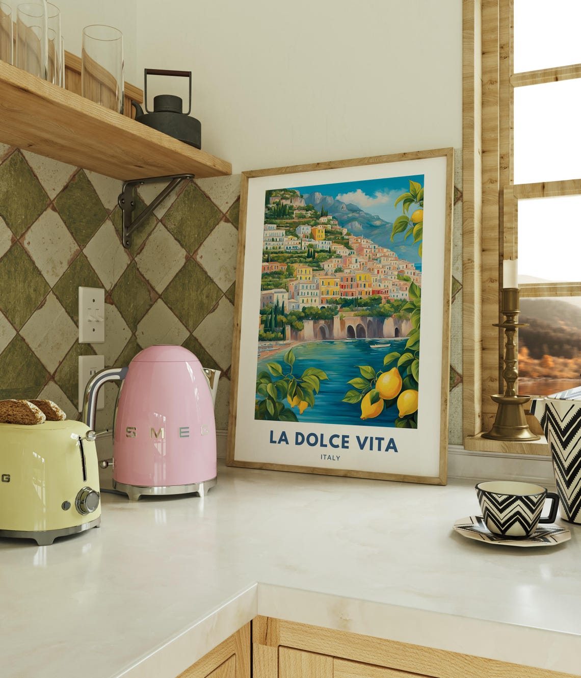 La Dolce Vita Print Italian Wall Art Amalfi Coast Art European Summer Poster Italian Quote Art Abstract Italy Coastal Beach Honeymoon Gift - Image 2