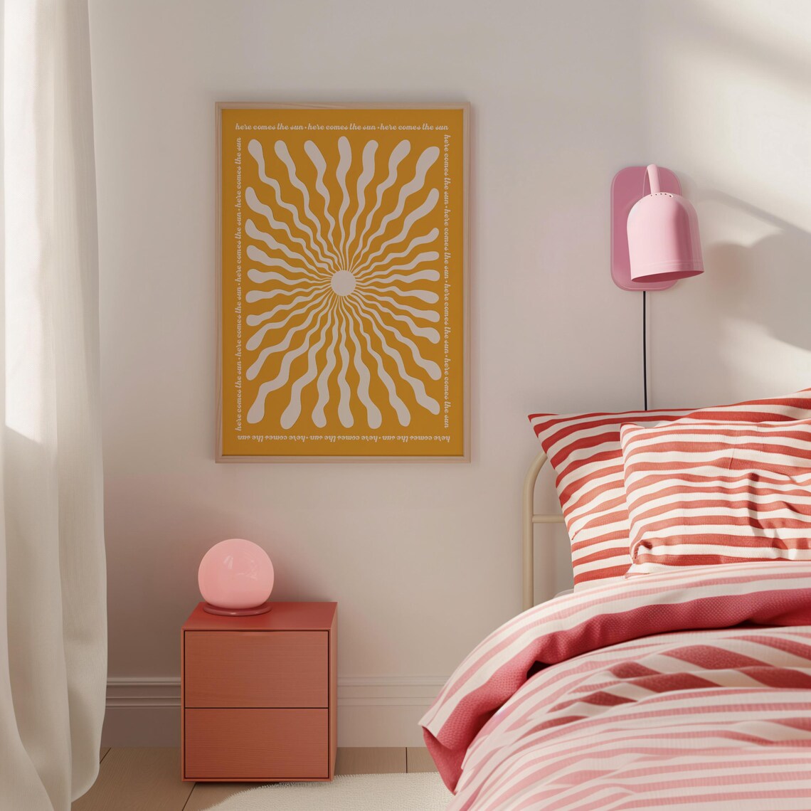 Retro Here Comes The Sun Quote Art Print, Boho - Image 3