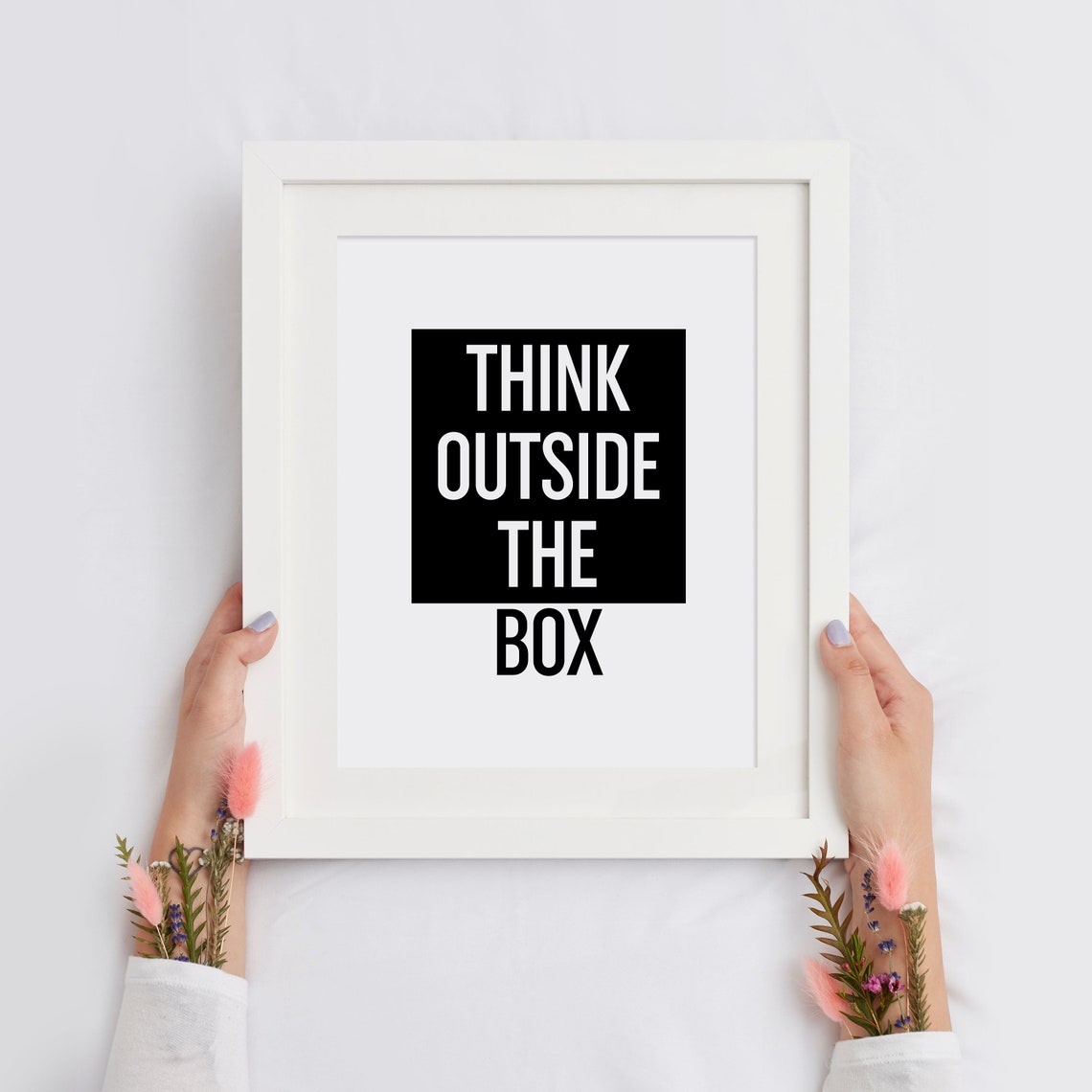 Think Outside The Box Bold Black White Office Motivation Poster - Image 2
