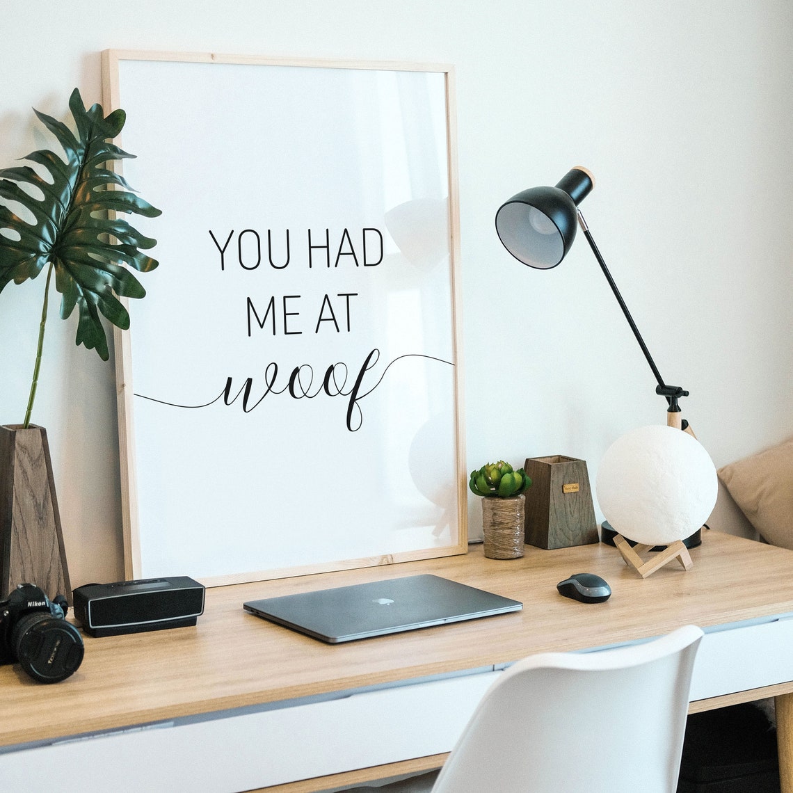 You Had Me At Woof Dog Lover Quote Script Typography Wall Art - Image 3