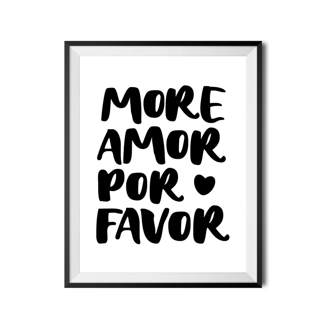 More Amor Por Favor Spanish Love Quote Black Typography Poster - Image 3