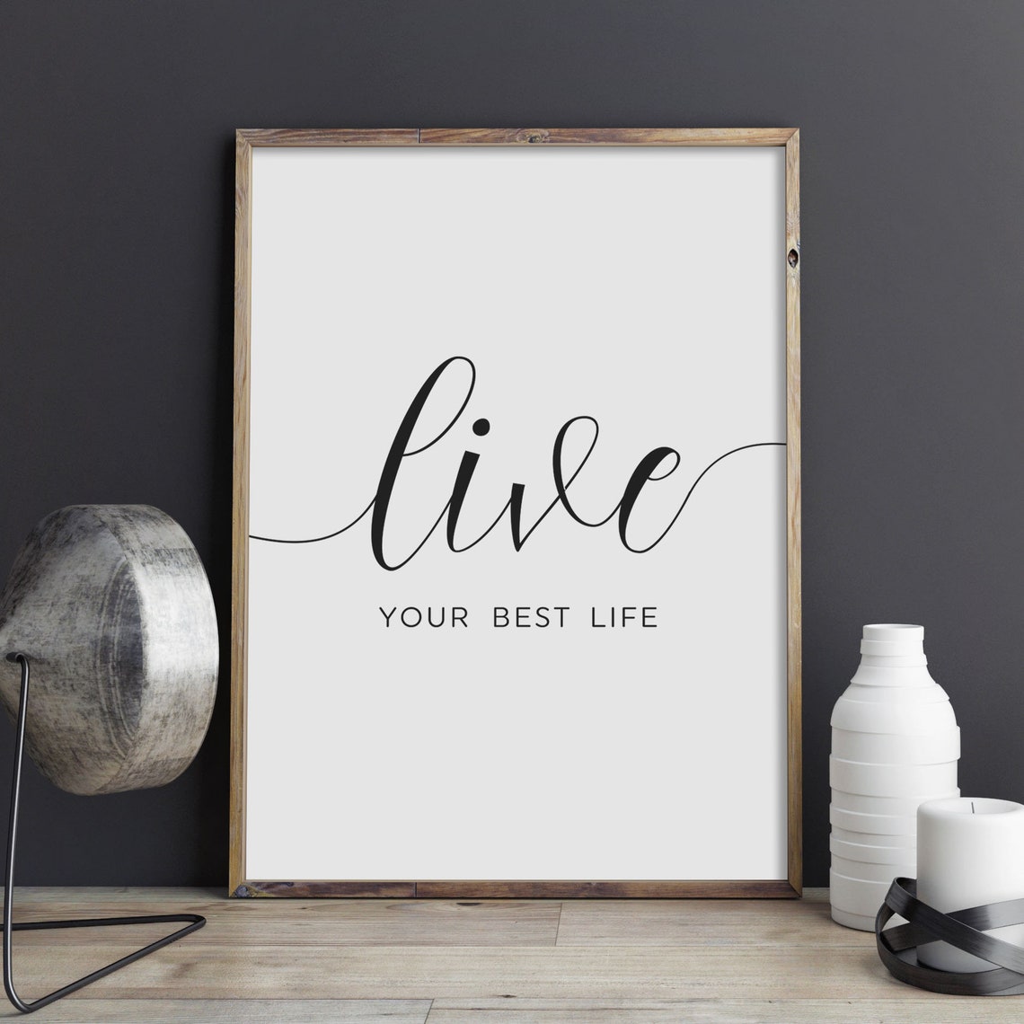 Live Your Best Life Thin Script Modern Affirmation Quote Poster - Image 3