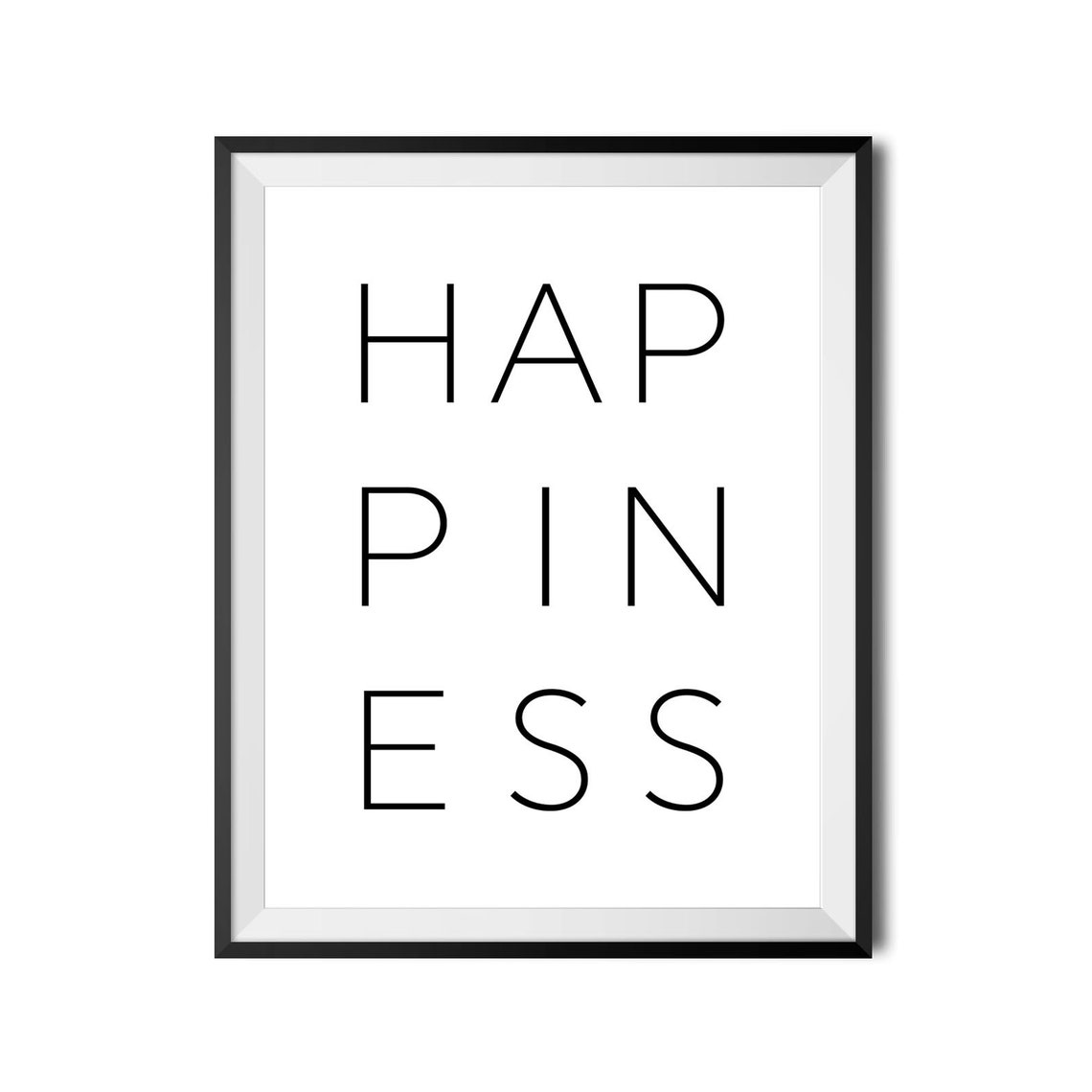Happiness Stacked Letters Modern Minimalist Typography Poster - Image 4