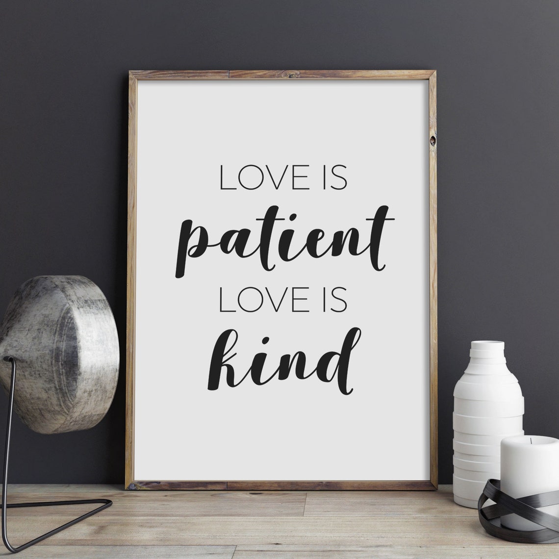 Love Is Patient Love Is Kind Sweet Romantic Script Quote Poster - Image 3
