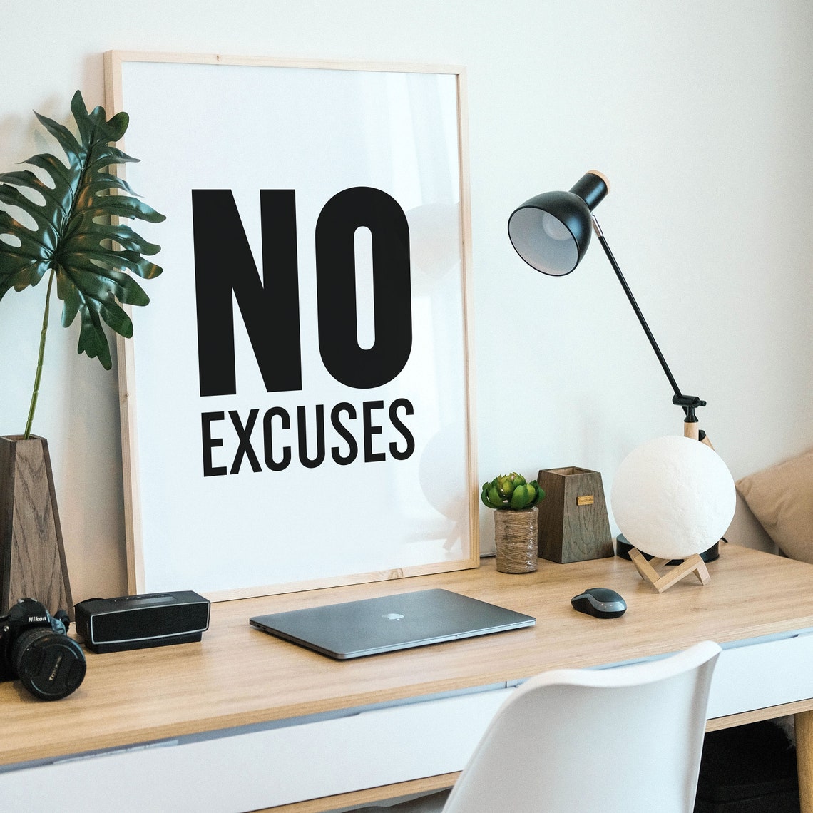No Excuses Bold Minimalist Gym Office Motivational Mantra Poster - Image 3