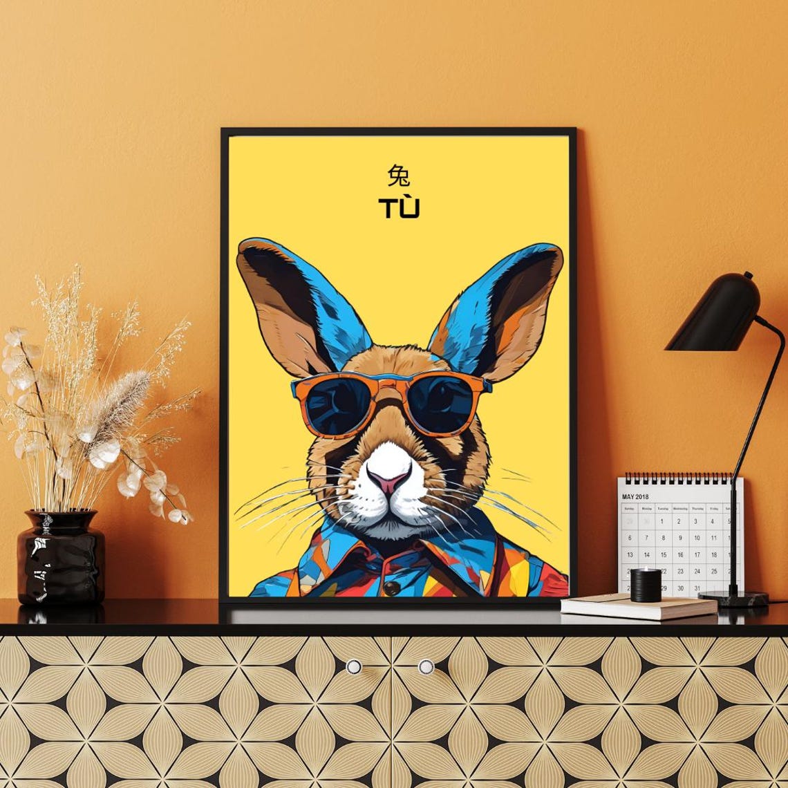 Picasso Rabbit Print Chinese Zodiac Boho Wall Art