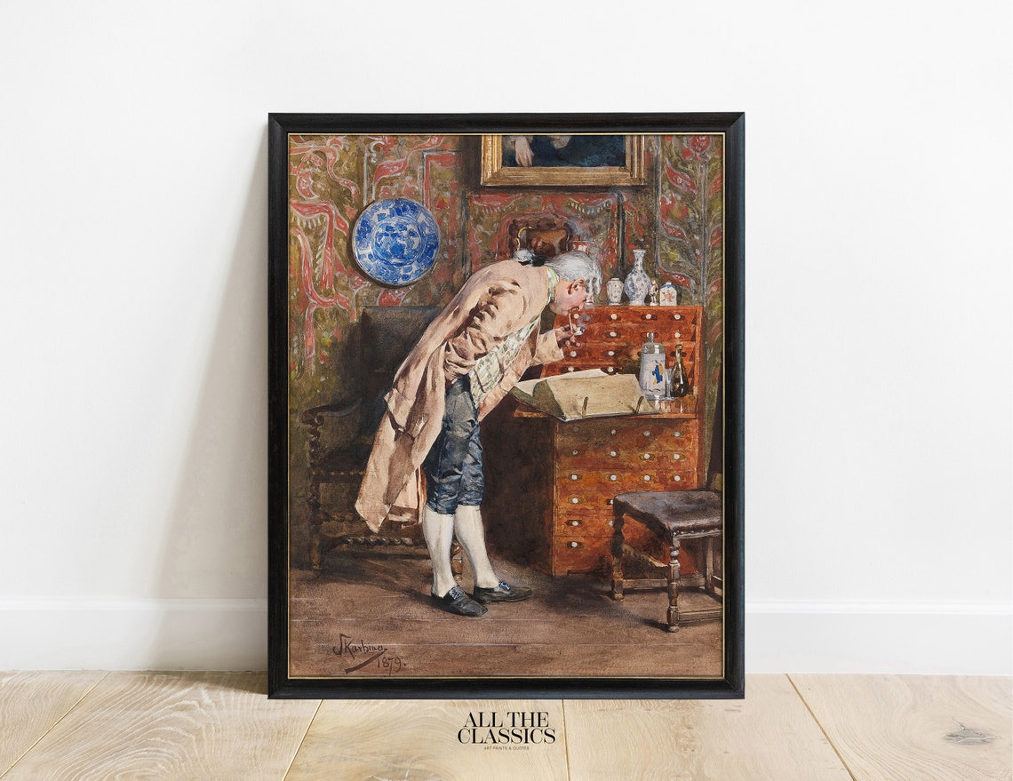 Victorian Gentleman Antiquary Studying Curiosities At A Cabinet Poster - Image 3