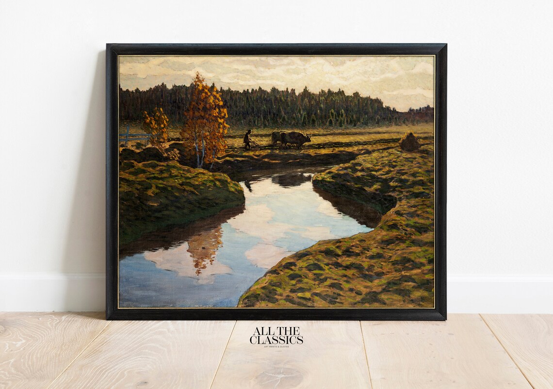Ester Almqvist Autumn Ploughing In The Marshland Stream Poster - Image 3