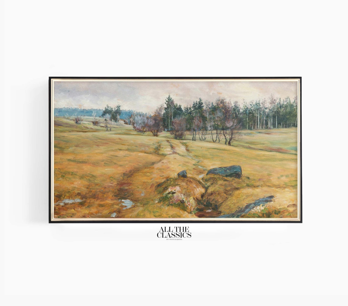 Frantisek Kavan A Wet Winter Marshy Field Grey Sky Landscape Poster