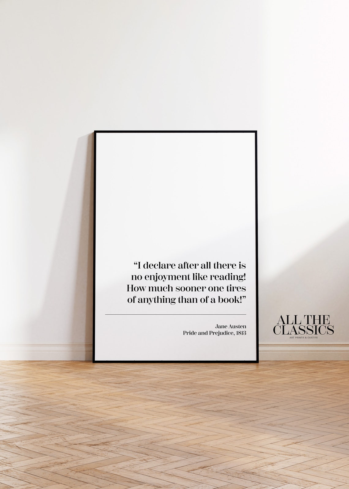Jane Austen Reading Enjoyment Quote Minimalist Black Frame Poster - Image 3