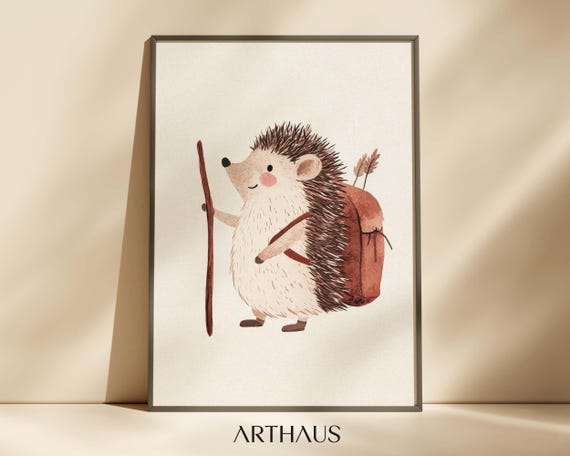 Hedgehog Kids Wall Art Kids Room Decor Cute Hedgehog Boho Toddler Kids Room Decor Animal Playful Childrens Decor