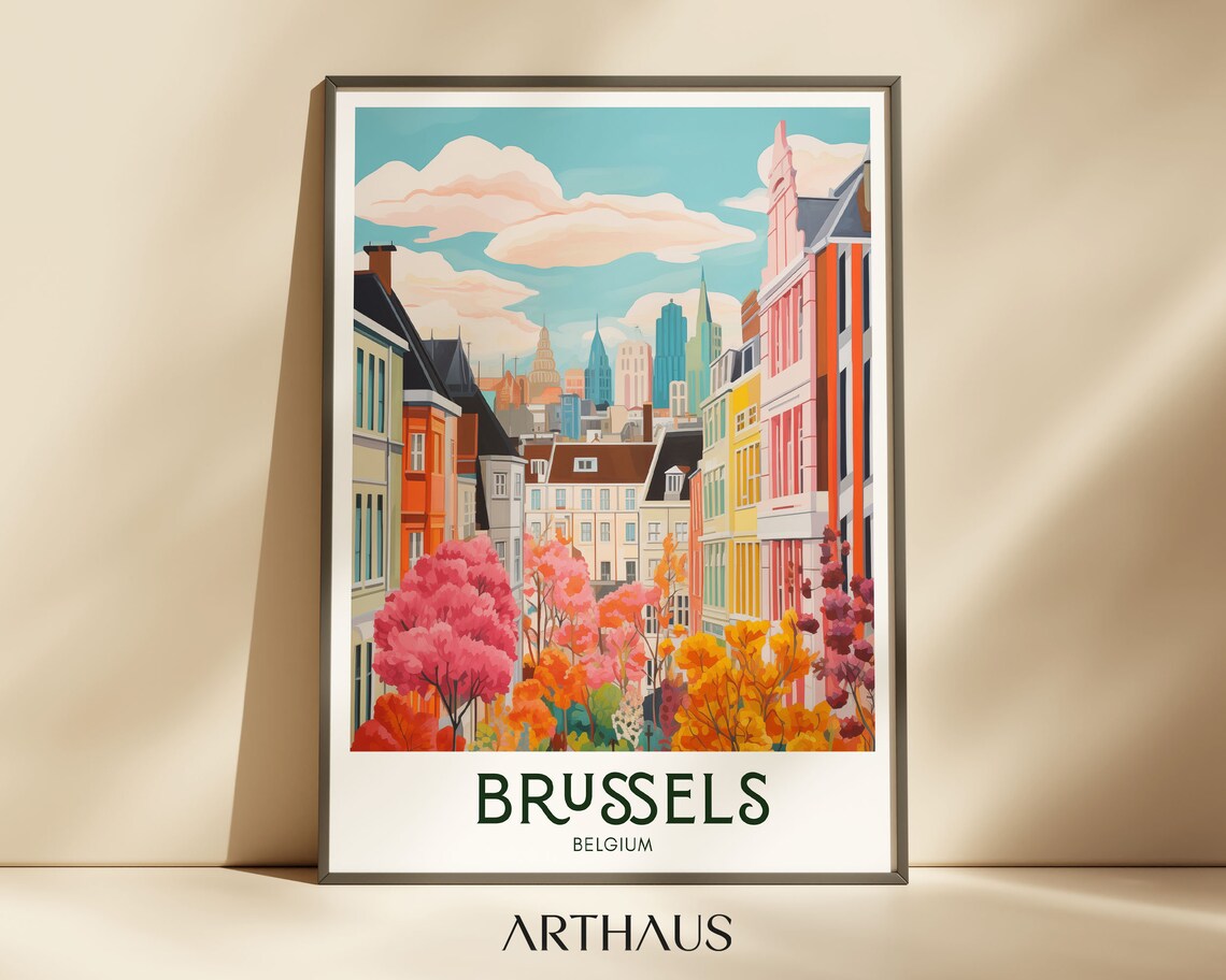 Brussels Travel Poster, Mid-Century Europe Art Print