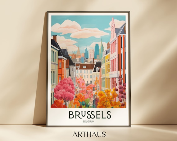 Brussels Travel Poster, Mid-Century Europe Art Print