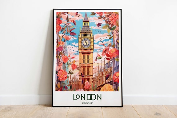 London Retro Travel Poster, Vintage European Cities