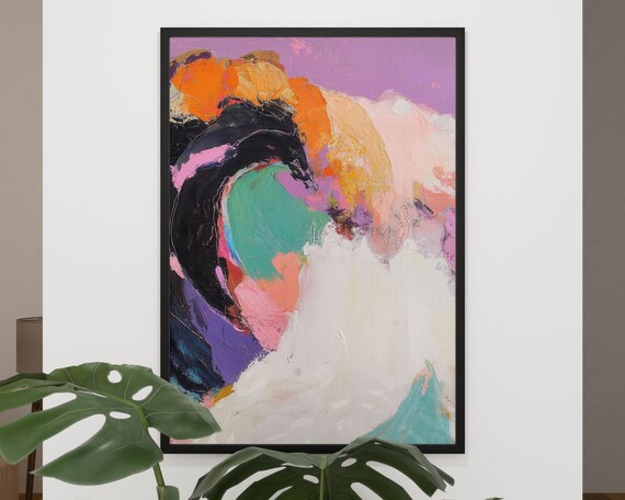 Bold Vibrant Abstract Ocean Wave in Maximalist Color Splash Poster