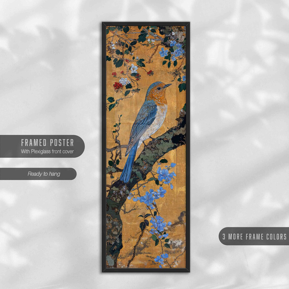 Spring Bird on a Branch, Vintage Japanese Art Print - Image 4