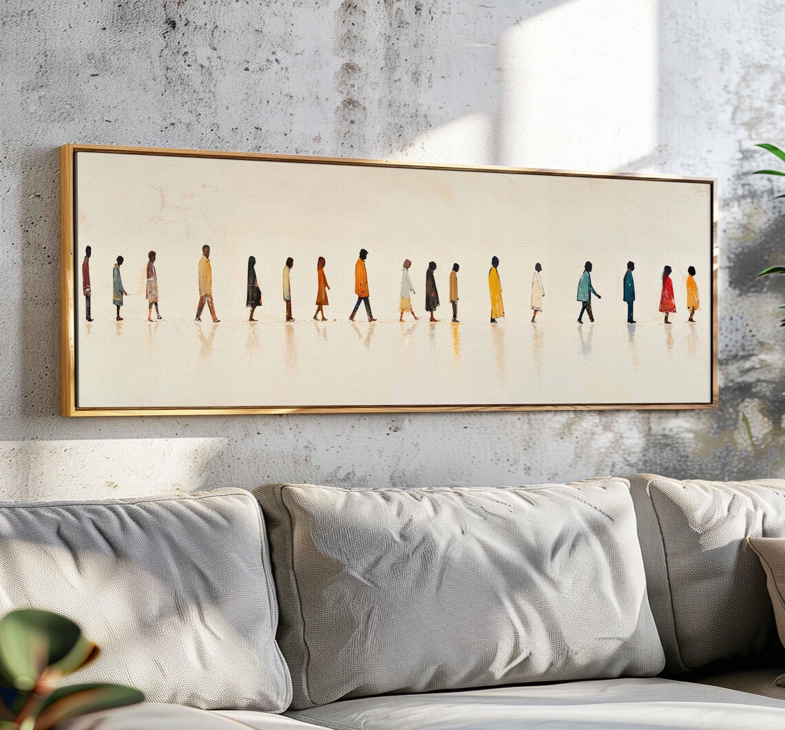 Abstract People Walking, Minimalist Wall Art Print