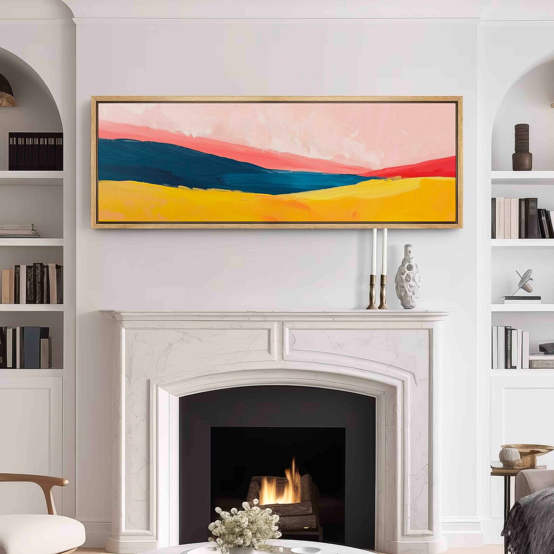 Minimalist Landscape Painting Art Print, Modern Panoramic - Image 2