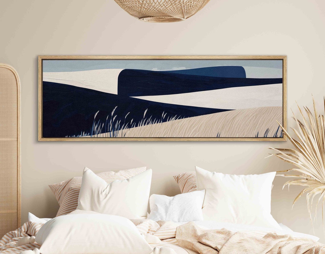 Minimalist Navy Cream Sand Dunes Hills Modern Landscape Art Print - Image 2