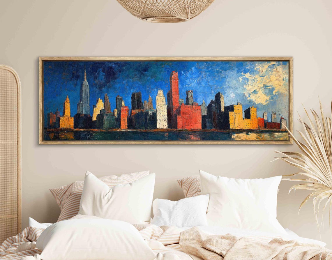New York City Colorful Skyline Empire State Painting Travel Poster - Image 2