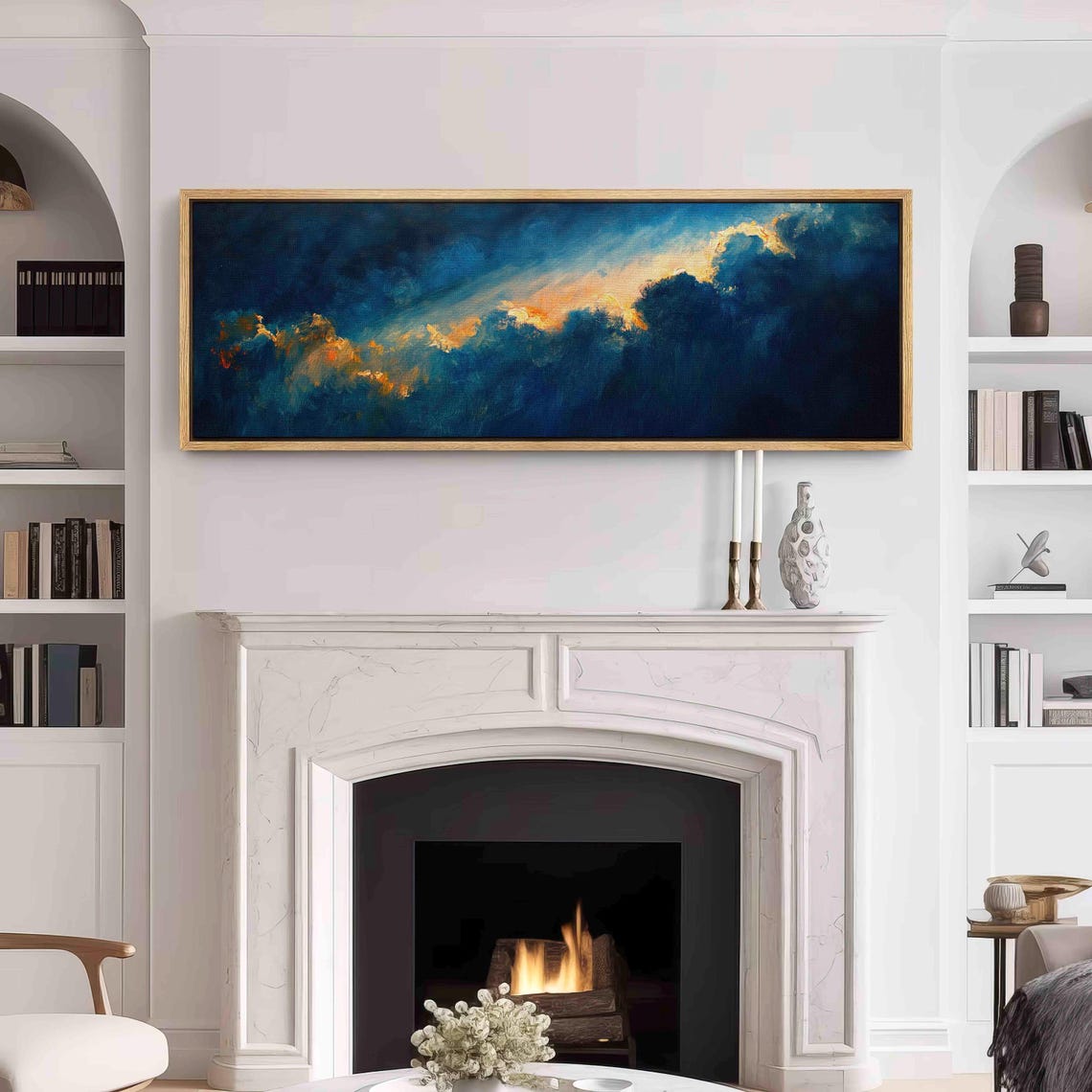 Golden Light Breaking Through Dark Storm Clouds Panoramic Art Print - Image 3