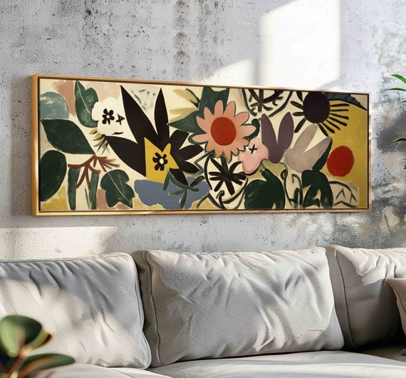 Panoramic Floral Art Print, Mid-Century Minimalist