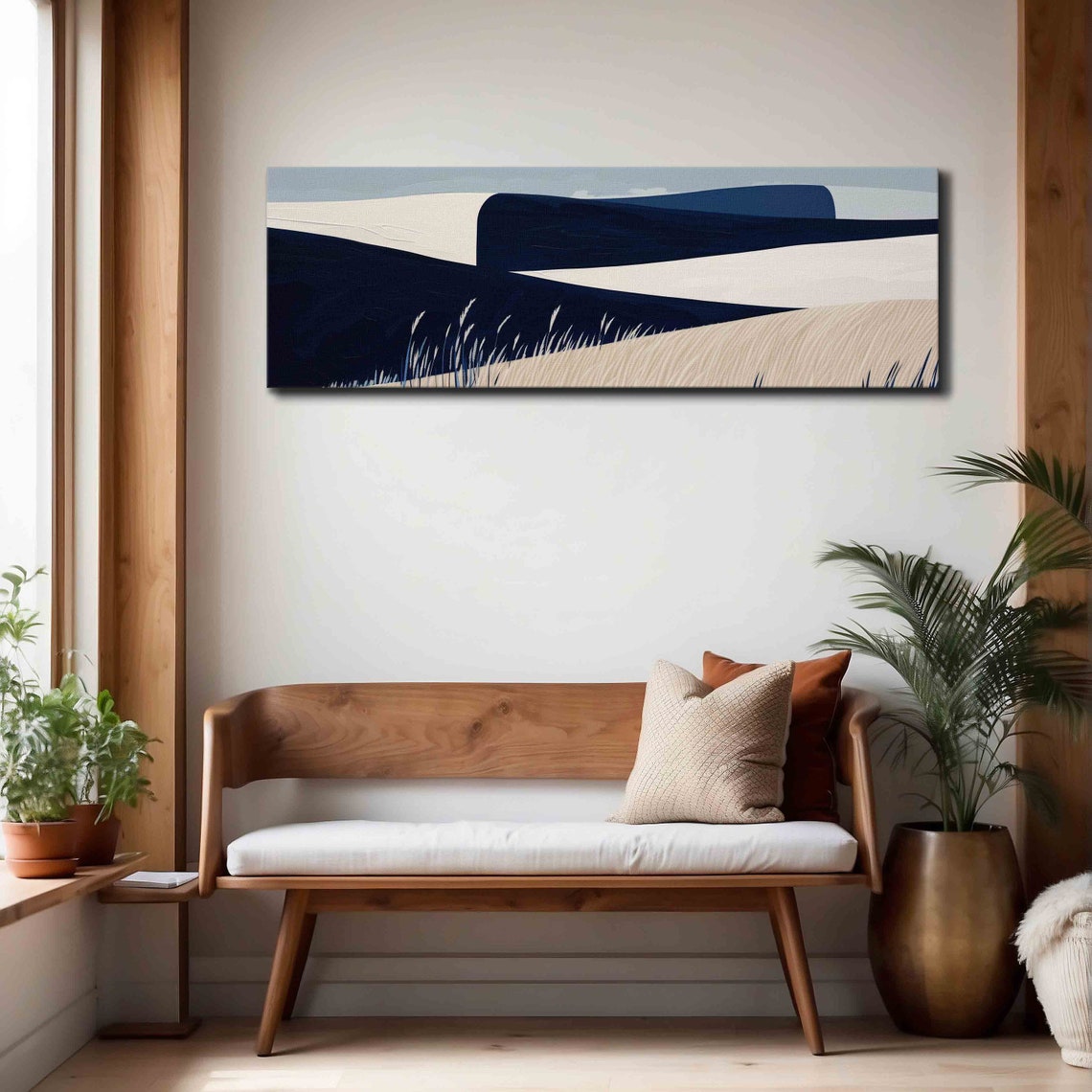 Minimalist Navy Cream Sand Dunes Hills Modern Landscape Art Print - Image 4