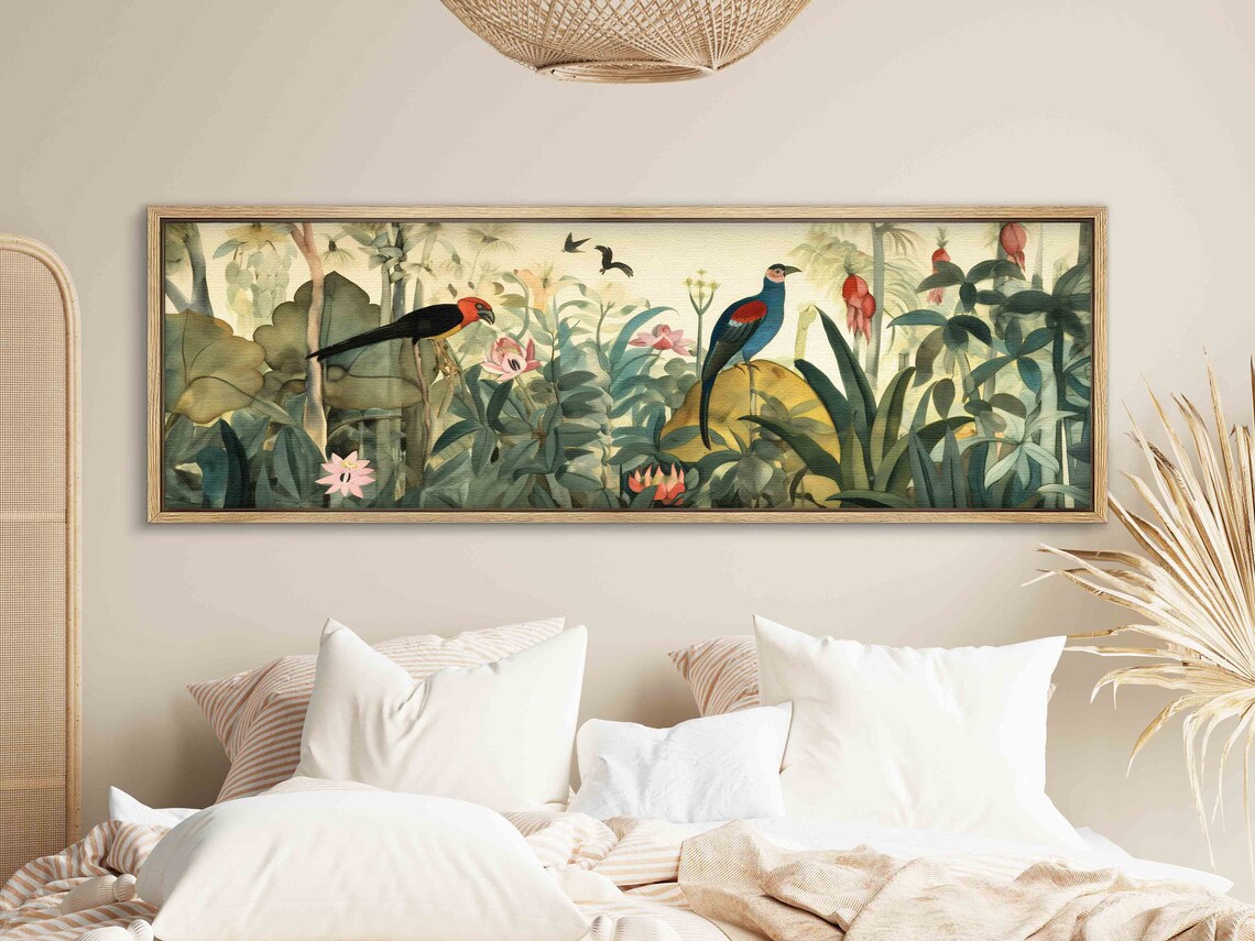 Panoramic Botanical Floral Art Print, Above Bed Decor - Image 2