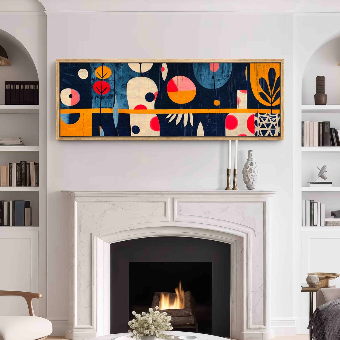 Framed Mid Century Modern Wall Art Geometric Colorful Modern Print Horizontal Wall Art Panoramic Print Wide Minimal Modern Wall Decor - Image 3