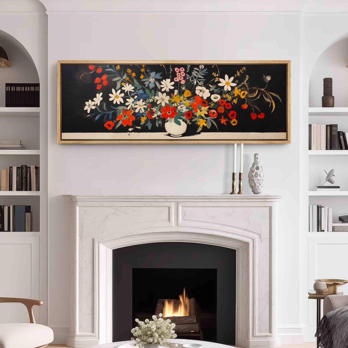 Horizontal Flowers Panoramic Art Print, Boho Decor - Image 3