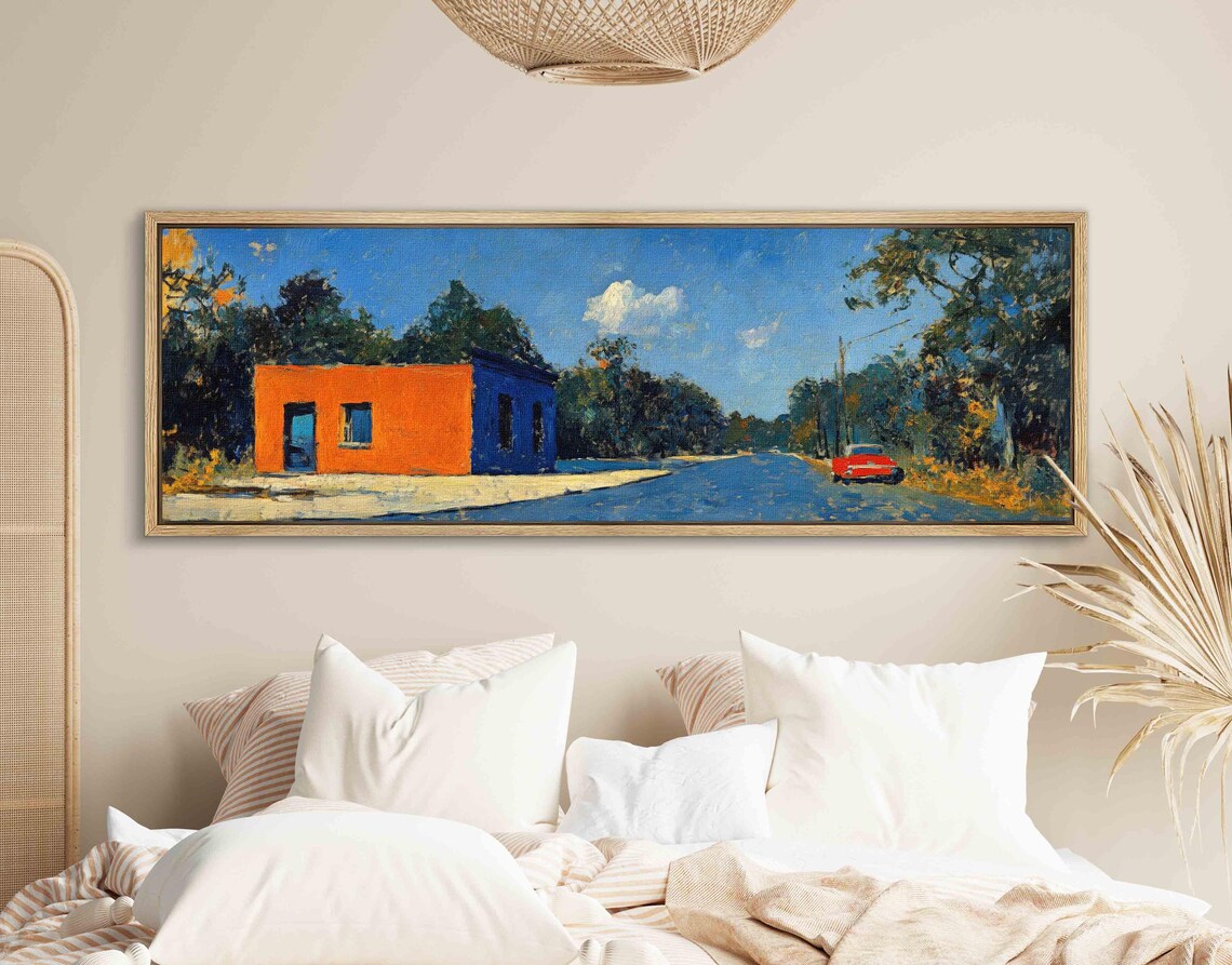 Rural Roadside Orange Shop Red Truck Folk Americana Art Print - Image 2