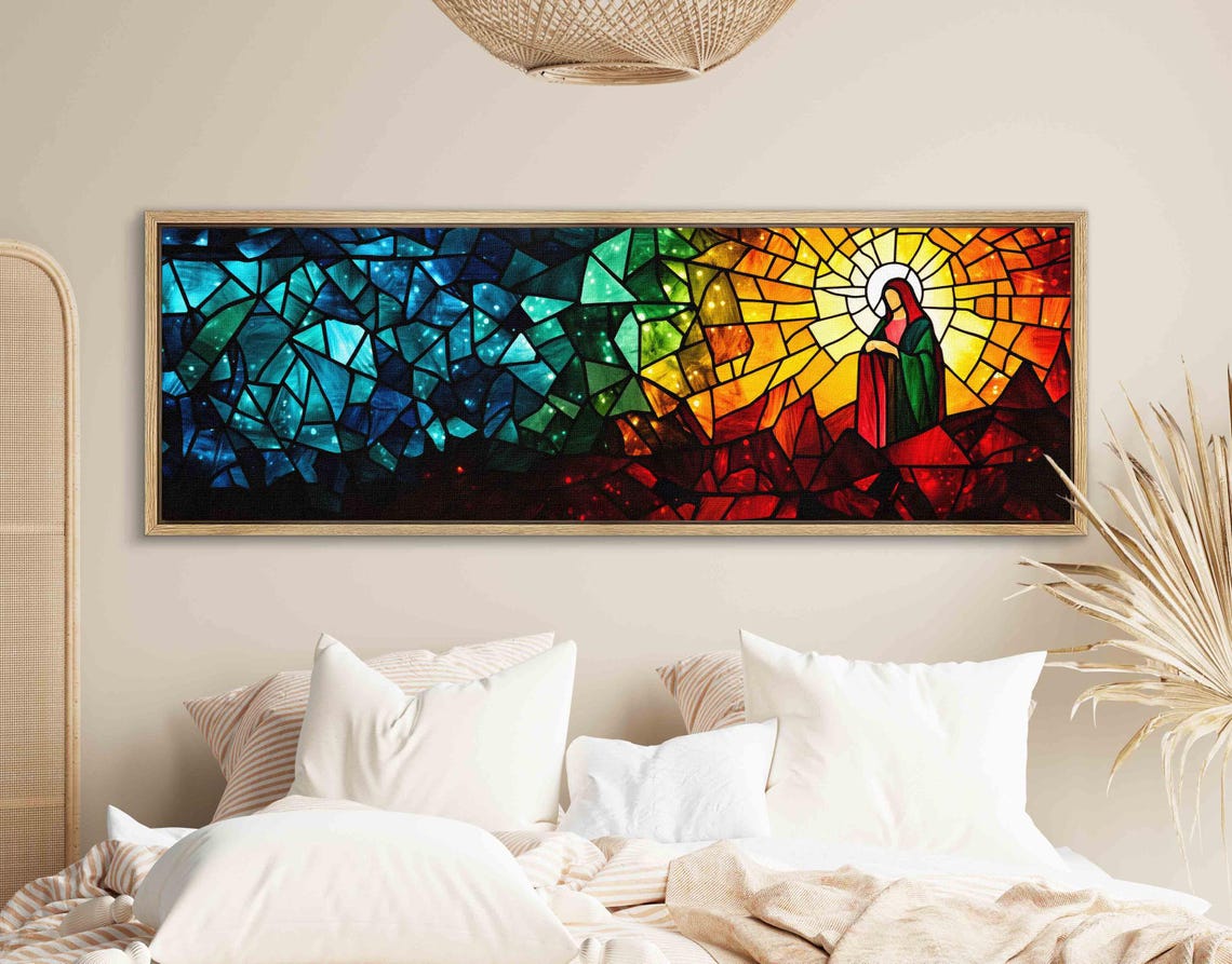 Stained Glass Style Holy Figure Mosaic Religious Decor Wall Art - Image 2
