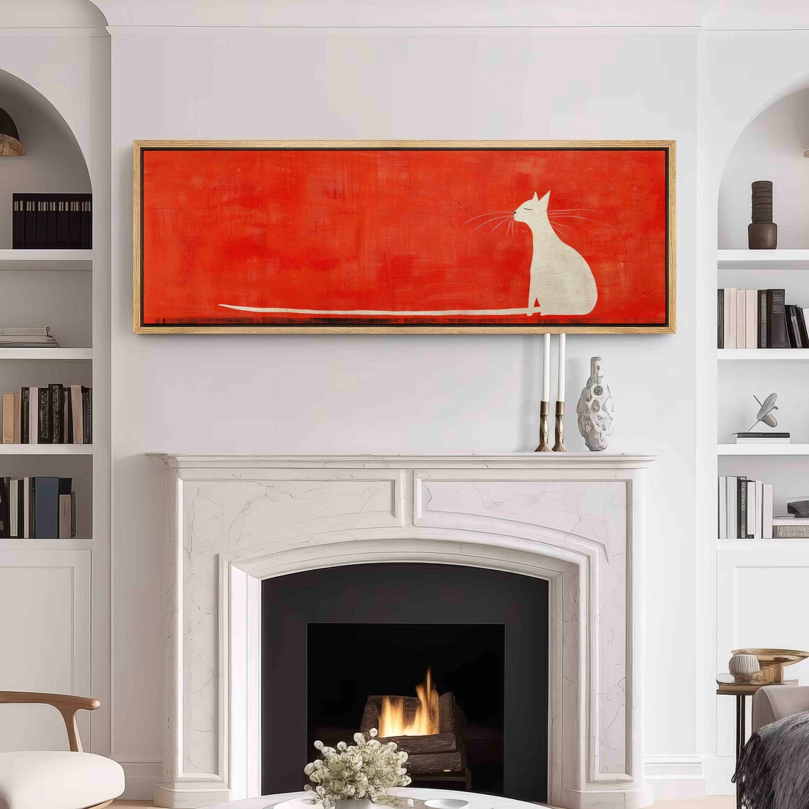 White Cat, Modern Japanese Wall Art Poster Print - Image 3