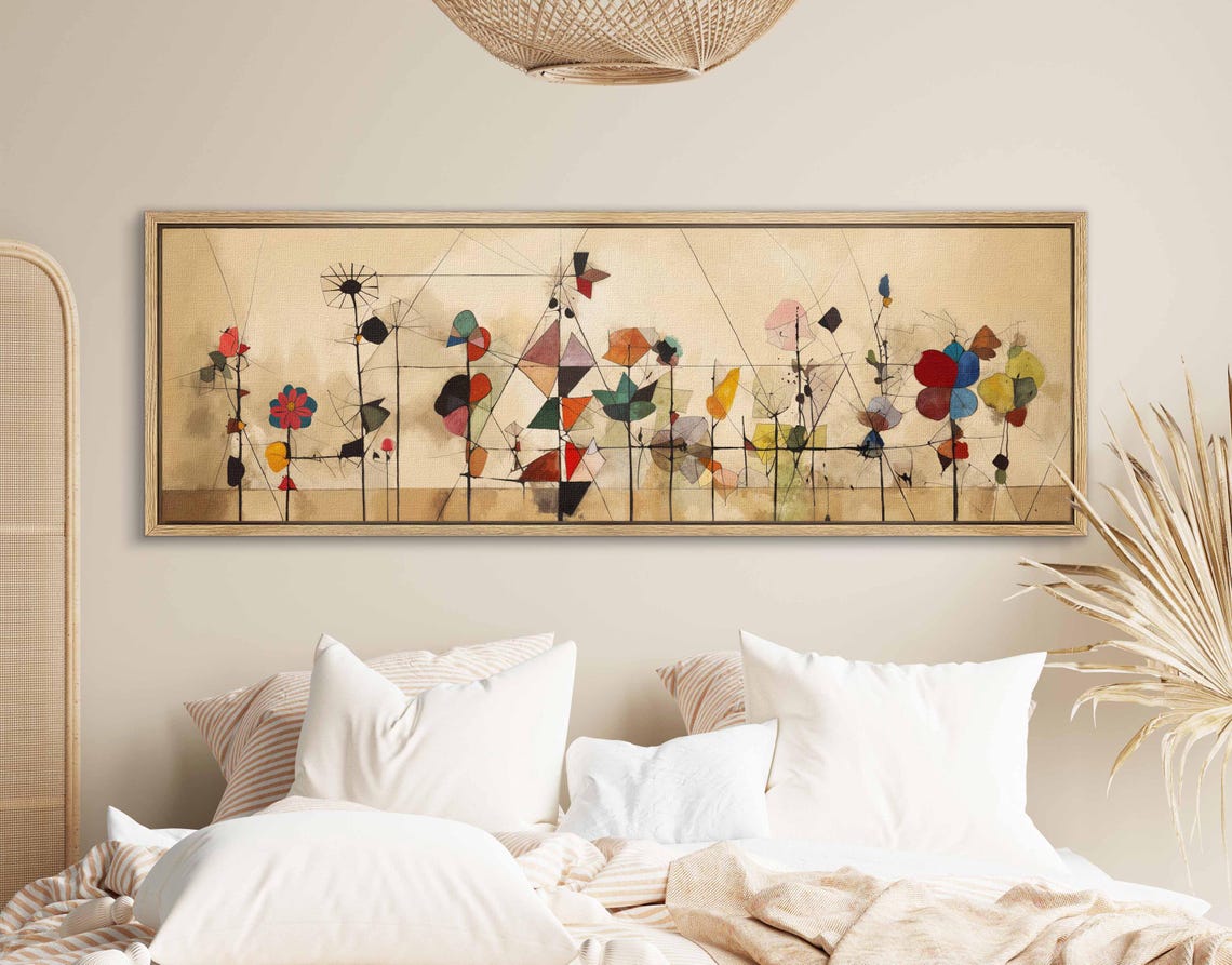 Mid Century Modern Whimsical Flower Garden Abstract Line Art Print - Image 2