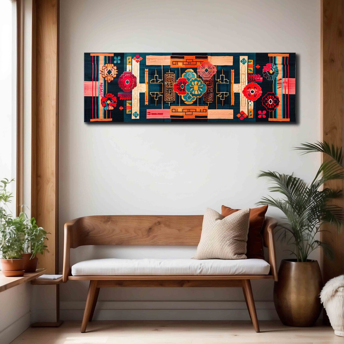 Vintage Tapestry Wall Art, Boho Textile Art Print - Image 4