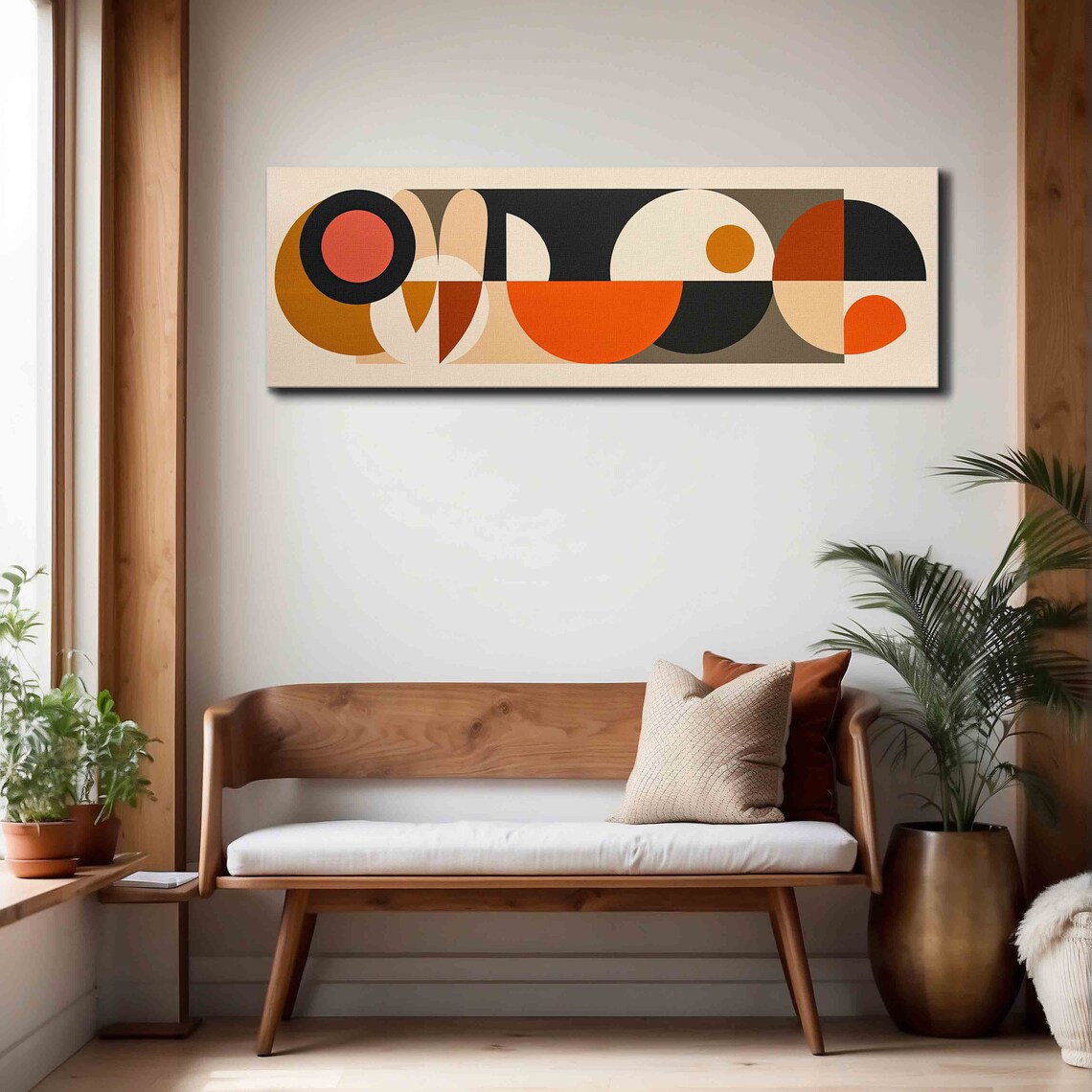 Mid Century Modern Geometric Art Print, Panoramic Decor - Image 4