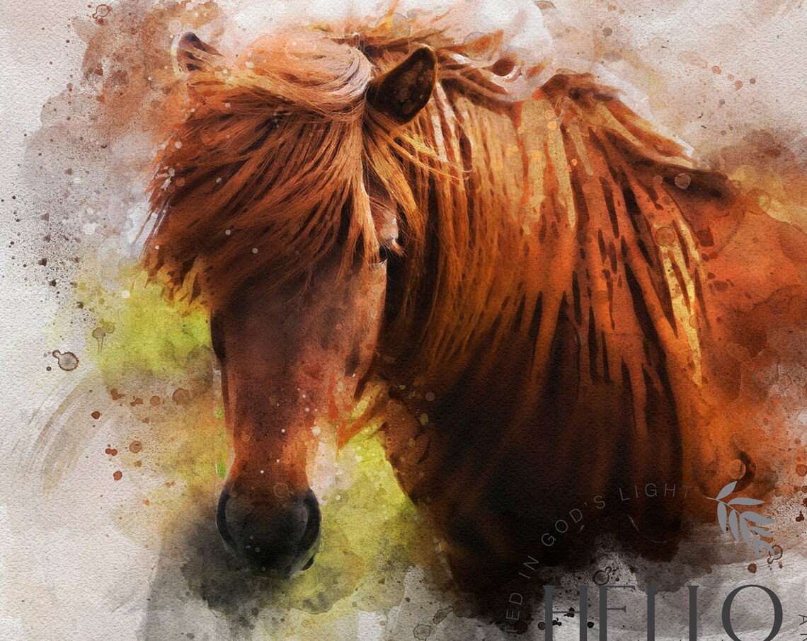 Personalized Horse Portrait Art Print, Horse Memorial