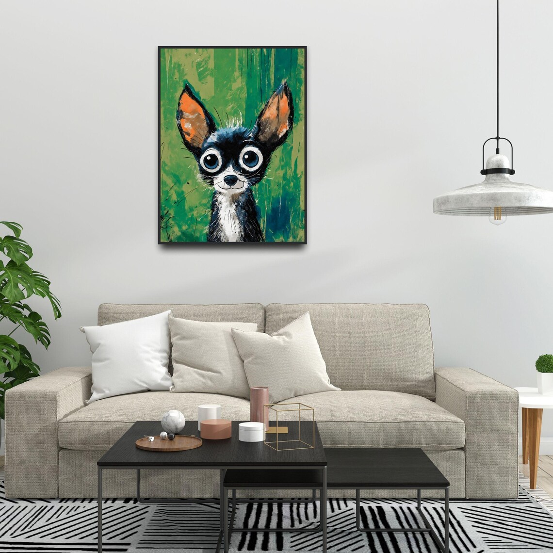 Fun Black Chihuahua Art Print Big Eyed Dog Portrait Tiny Dog Breed Art Kids Room Decor Nursery Wall Art Dog Mom Gift 8x10 24x36 - Image 3