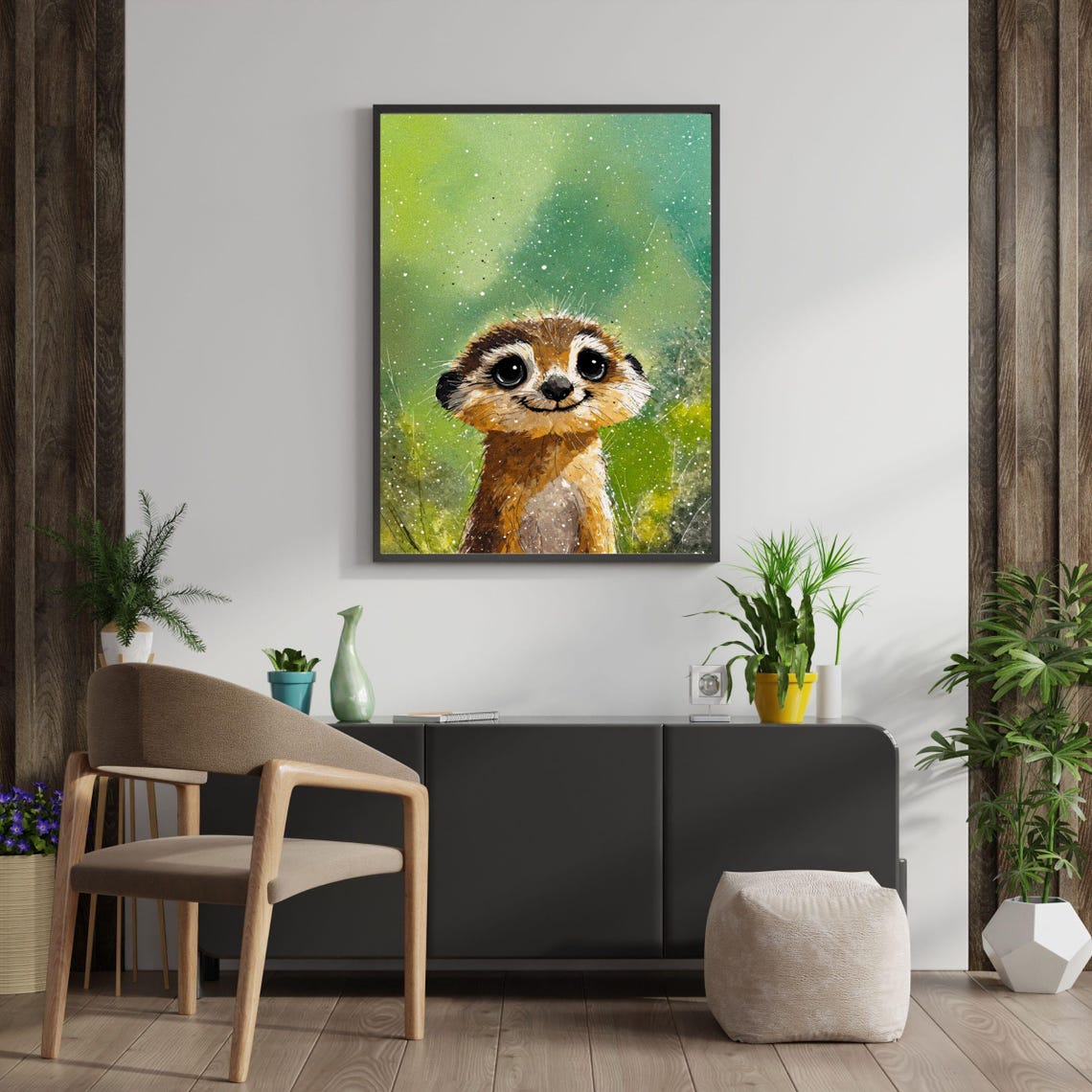 Cute Meerkat Framed Art Print Kids Room Decor African Animal Wall Art Nursery Art Baby Shower Gift Savannah Animal Painting - Image 2