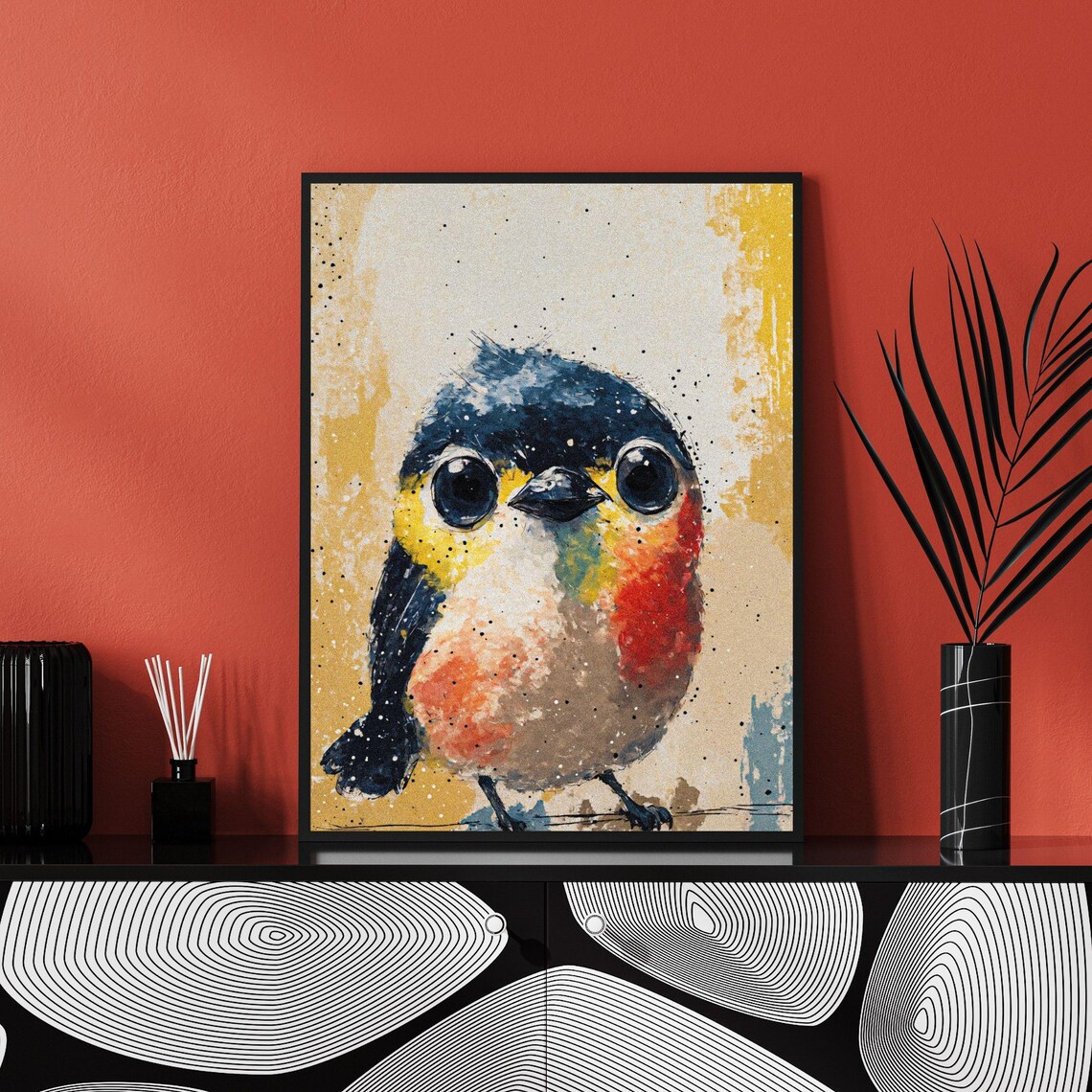 Bulbul Bird Art Print, Stylized Songbird Nursery Decor - Image 2