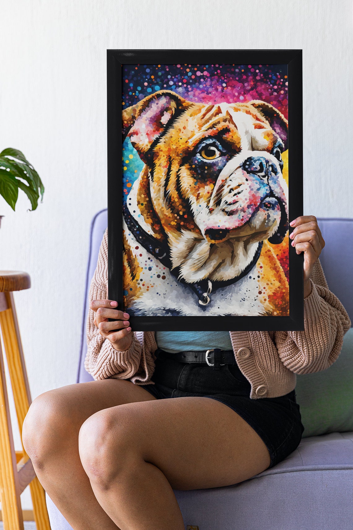 Colorful English Bulldog Wall Art Modern Dog Print Bulldog Portrait Dog Lover Gift Cute Dog Pop Art Bulldog Print Dog Art Home Decor - Image 2