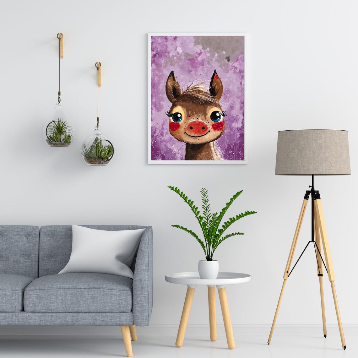 Cute Pony Painting Art Print Blushing Baby Horse Portrait Farm Animal Art Kids Room Decor Nursery Wall Art Horse Lover Gift 8x10 24x36 - Image 2