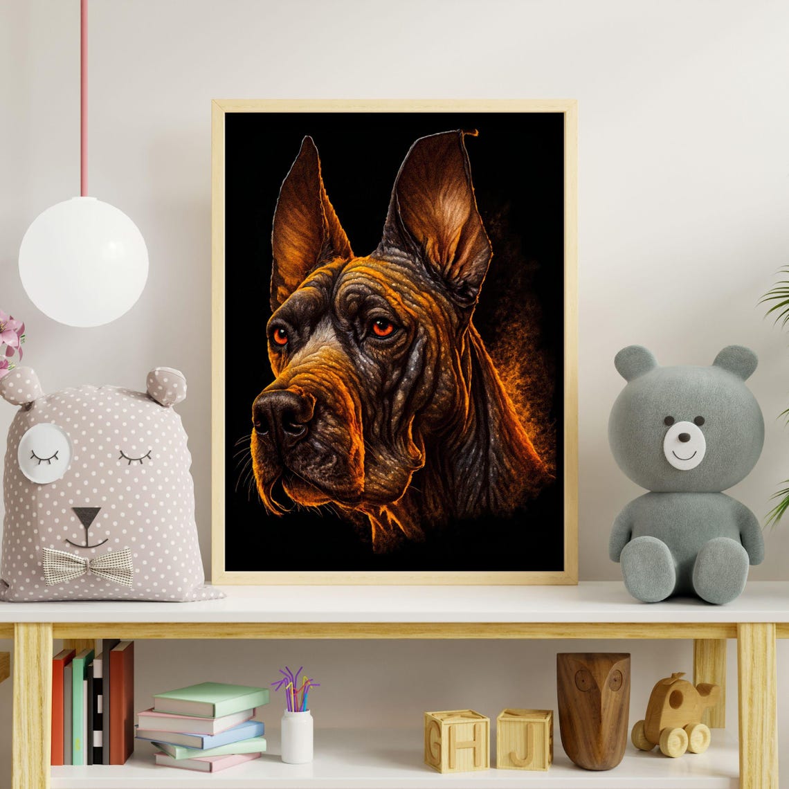 Great Dane Dramatic Black Background Noble Dog Portrait Poster - Image 5