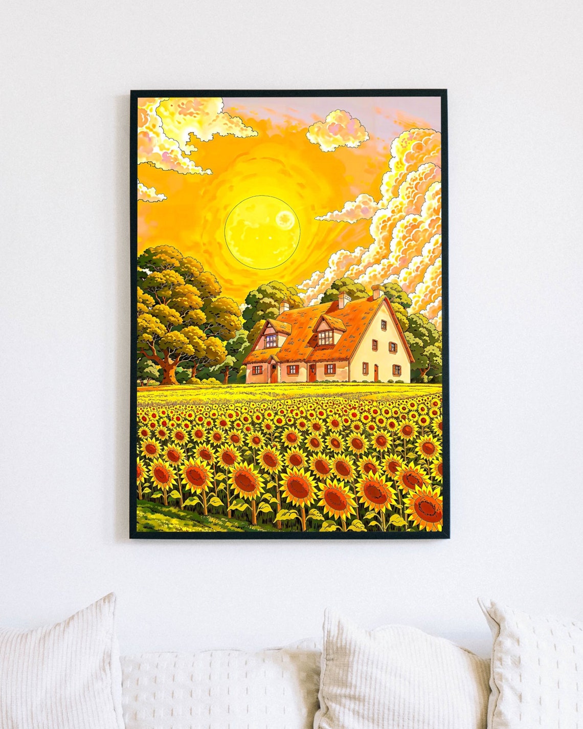 Zen Flower Field Aesthetic Happy Little Life House Beautiful Day Sunny Art Kids Room Decor Beautiful Print Sunflower Art Cheerful Life - Image 3