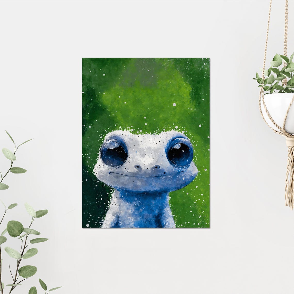Blue Gecko Portrait Art Print Big Eye Reptilian Portrait Cute Lizard Wall Art Kids Room Decor Unique Animal Gift 8x10 24x36 Girls Room - Image 4