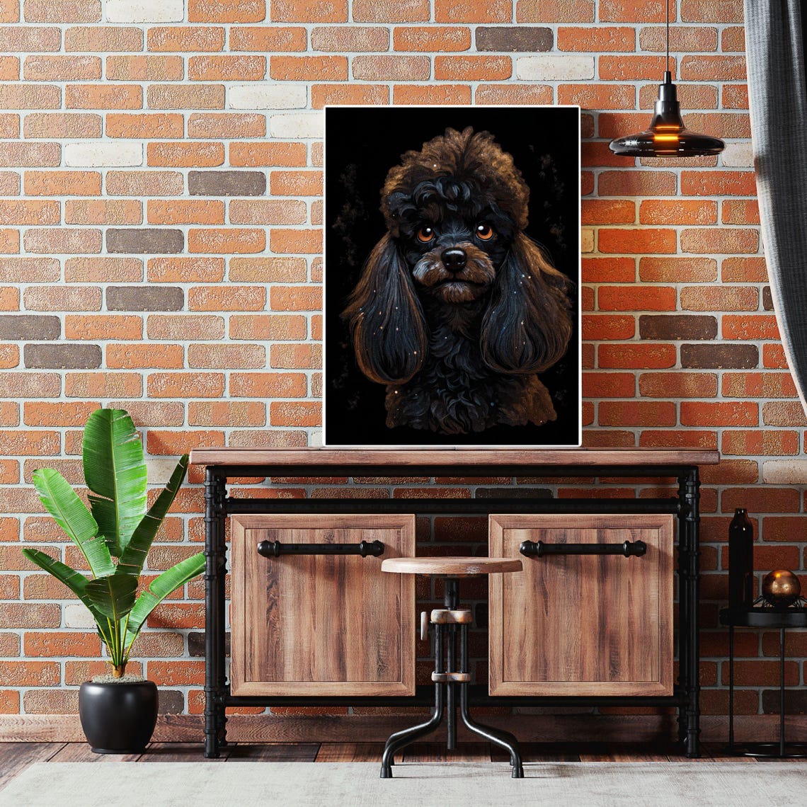 Black Toy Poodle Starry Night Dark Dramatic Dog Portrait Art Poster - Image 6