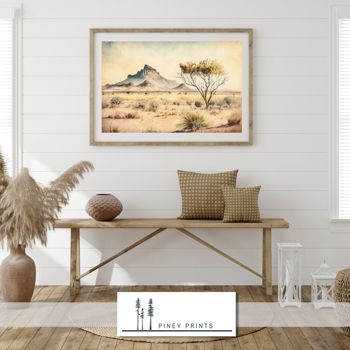Southwest Desert Watercolor Mesa Mountain Landscape Painting Poster - Image 2