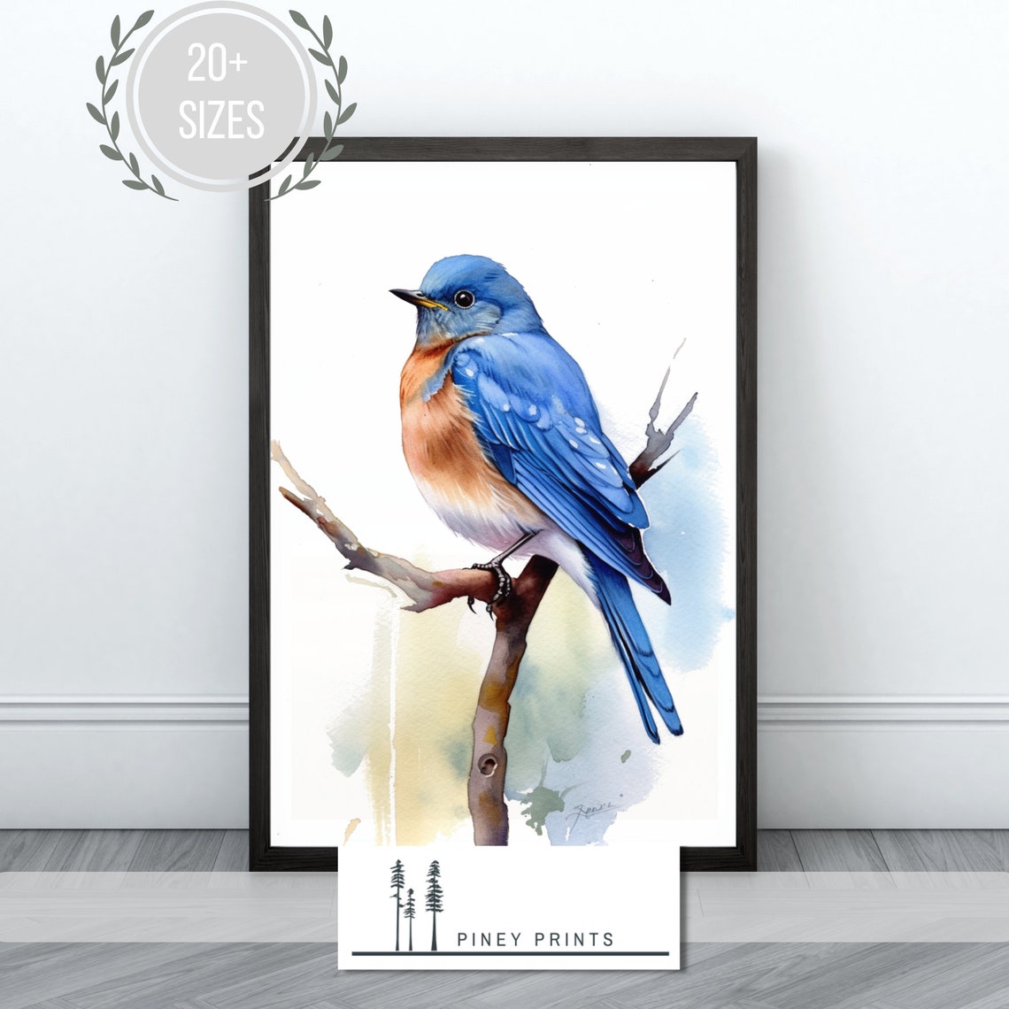 Eastern Bluebird On Branch Spring Watercolor Bird Painting Poster - Image 3